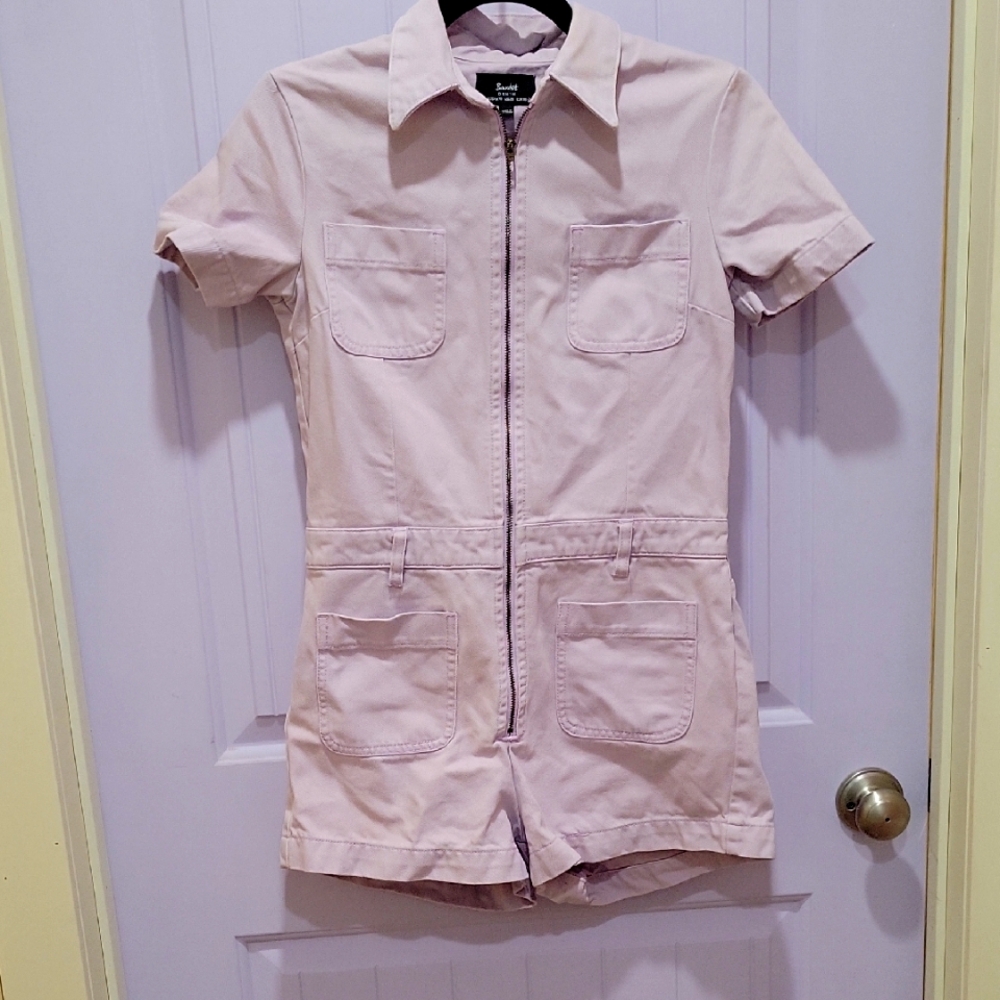 Denim Lilac Short Sleeve Romper